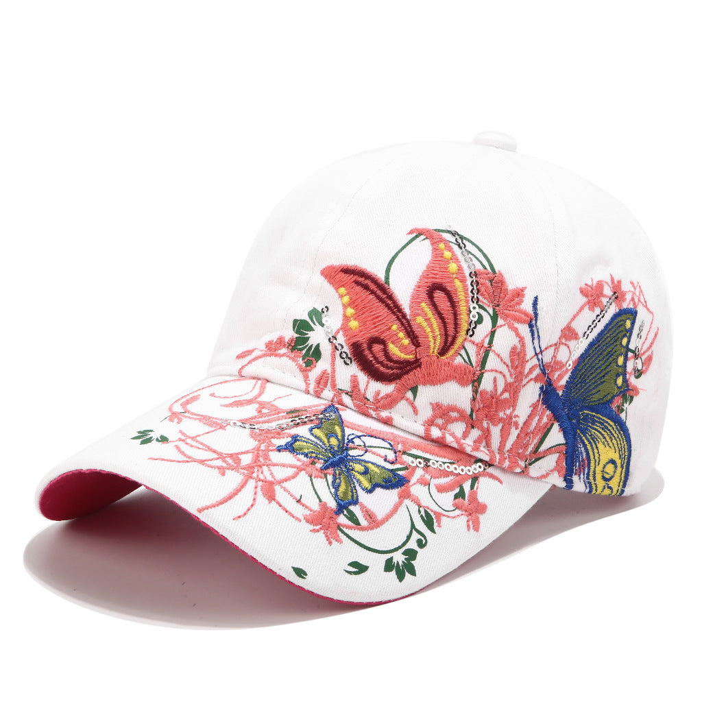 Wholesale Sequined butterfly embroidered baseball cap embroidered peaked cap